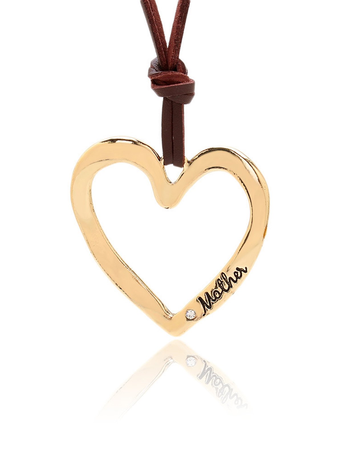 Retro Golden Heart-Shaped Leather Necklace