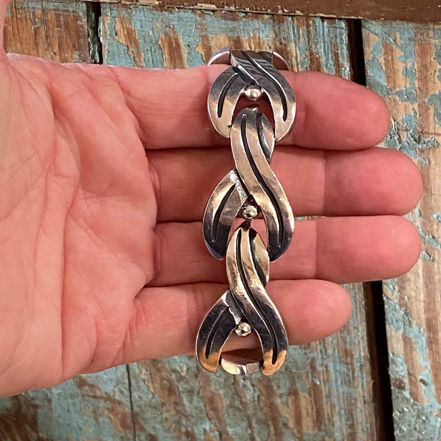 Vintage Mexican Sterling Silver Panel Bracelet