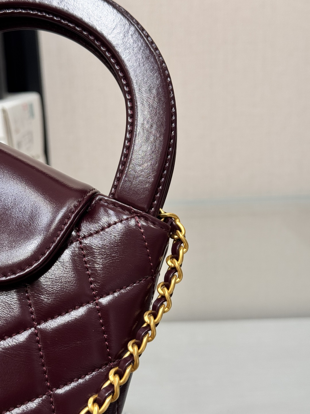 Mini Kelly Bag with Handle（Burgundy） - Mocuir
