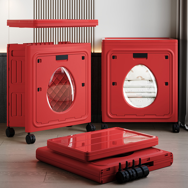 Clothes storage box large capacity 140L household flip pulley folding cabinet clothes quilt locker