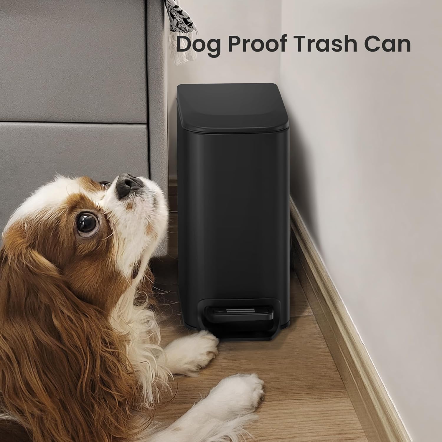 SMARTTOSS Small Bathroom Trash Can with Lid Soft Close