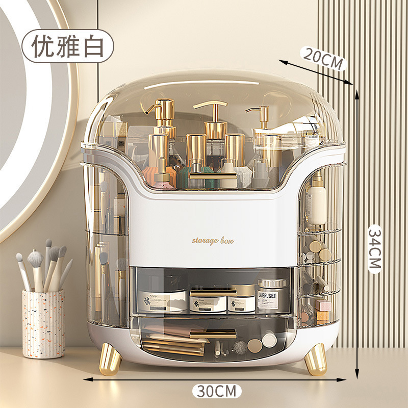 Cosmetics Storage Box, Beauty Large-Capacity Desktop Skin Care Product Compartment Storage Box, Lipstick Powder Brush Dust-Proof Storage Rack