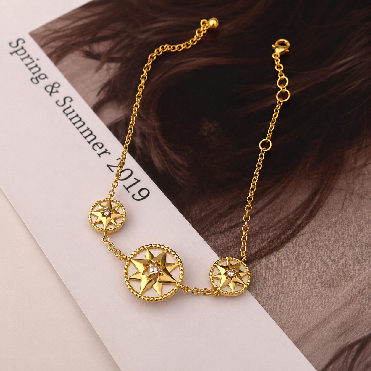 Eight-pointed star compass bracelet