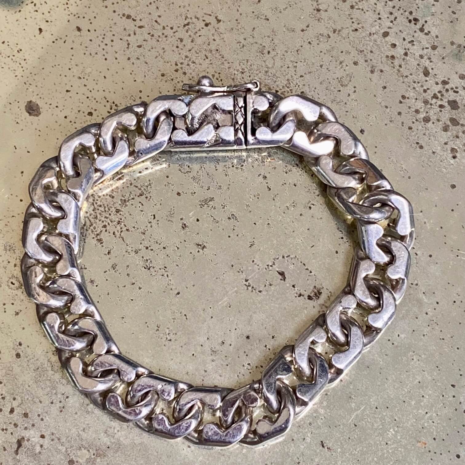Heavy Sterling Silver Chain Bracelet Vintage
