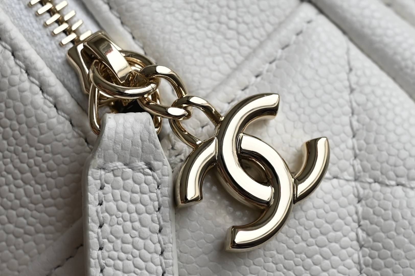 24C Mini Backpack in White Quilted Grained Calfskin (Caviar) with Light Gold-Tone Hardware (Model AP3753) - Mocuir