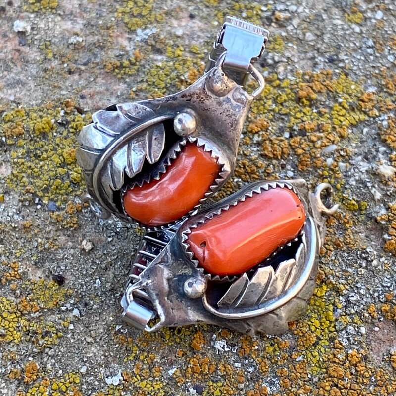 Vintage Navajo Red and Sterling Silver Watch Band