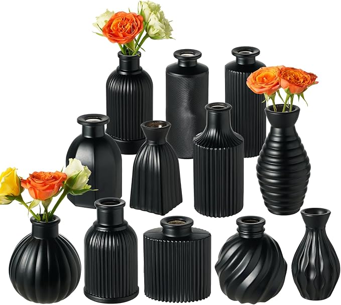VASEA Black Vase, Bud Vases Set of 12