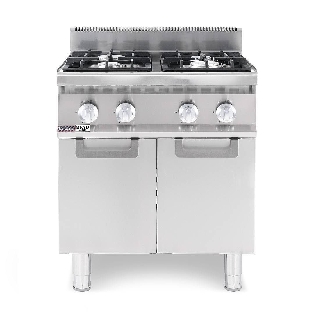 Cucina professionale a gas 4 fuochi armadio chiuso profondità 700 mm - Gastrodomus