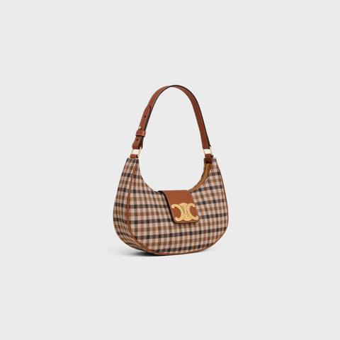 MEDIUM AVA TRIOMPHE BAG IN TARTAN TEXTILE and CALFSKIM