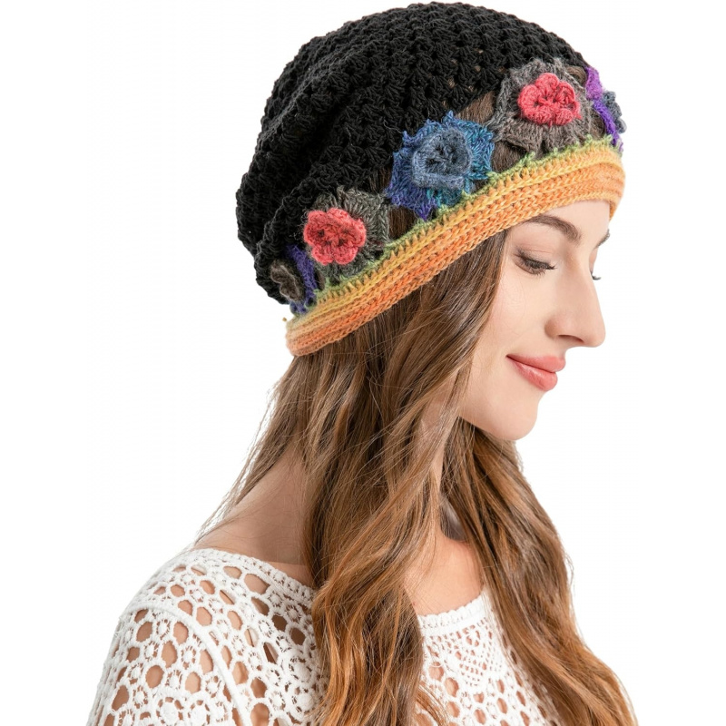 Women's Cotton Crochet Slouchy Beanie Hat