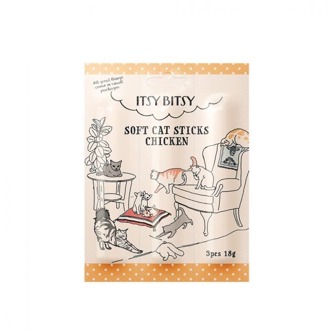 ItsyBitsy Kyllingsticks til katt 3x6g