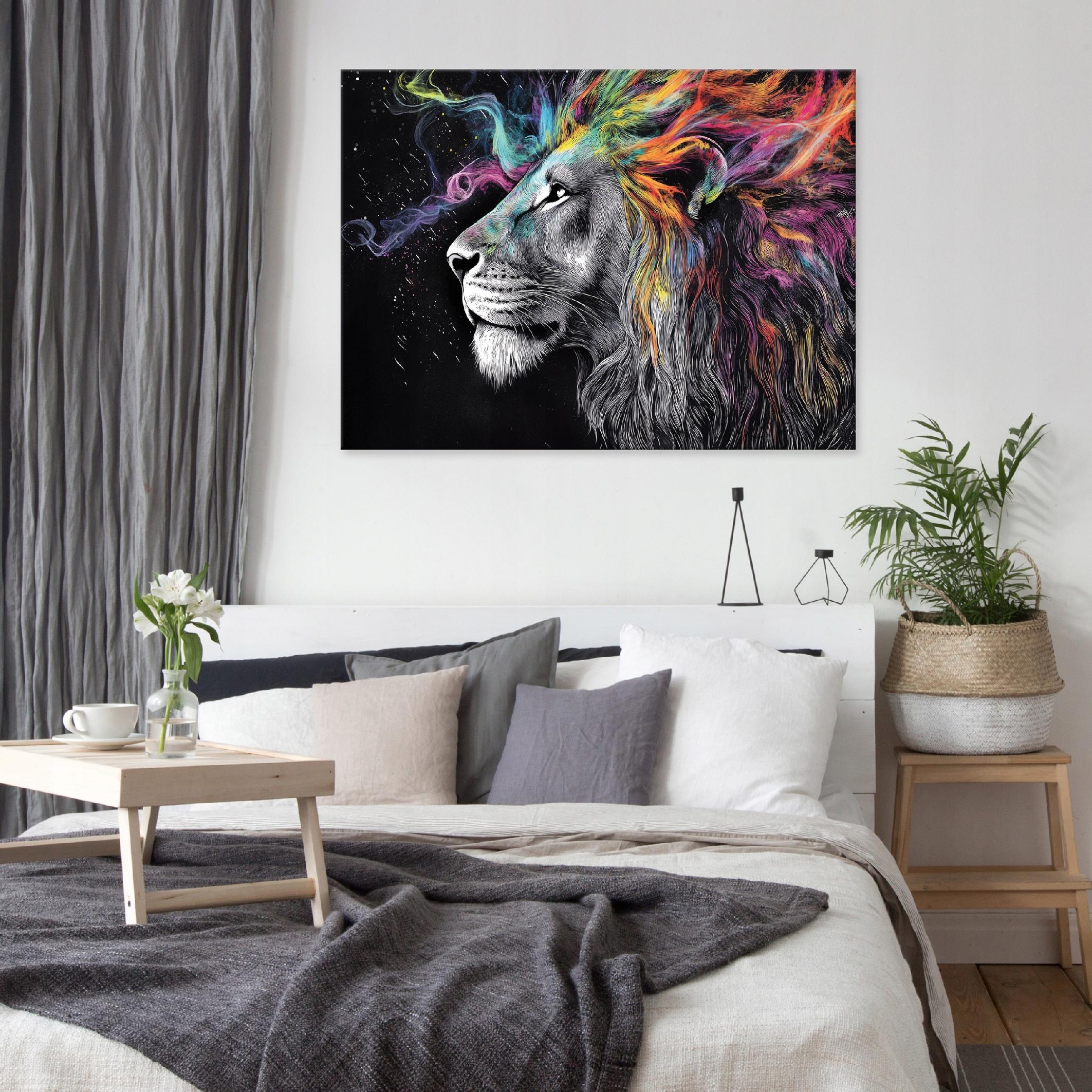 Painting for the bedroom, living room, or kitchen: an abstract lion on canvas, for the wall, 40x30