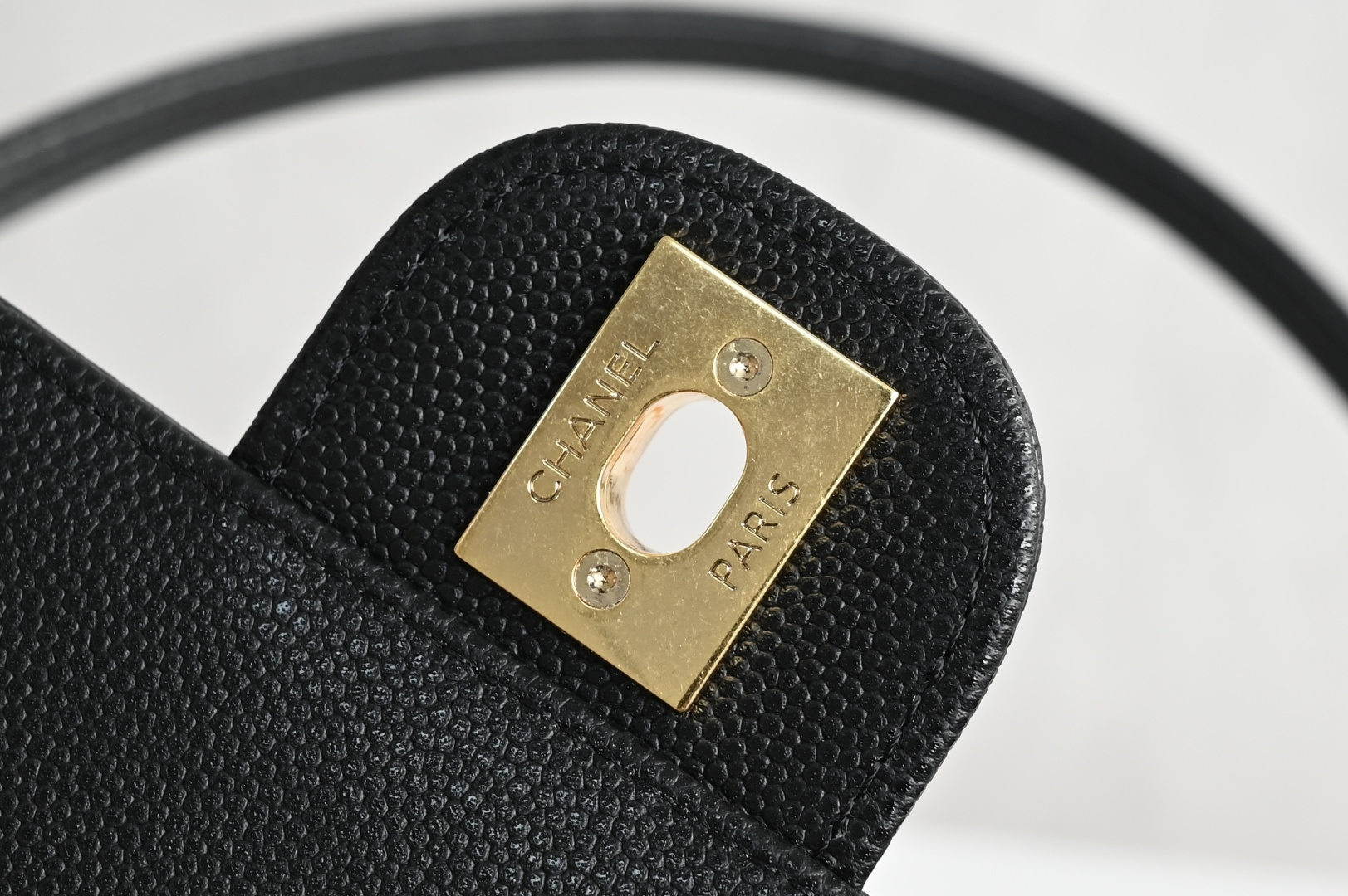 26P Preppy Coco Small Flap Bag in Black Grained Shiny Calfskin with Gold-Tone Hardware - Mocuir