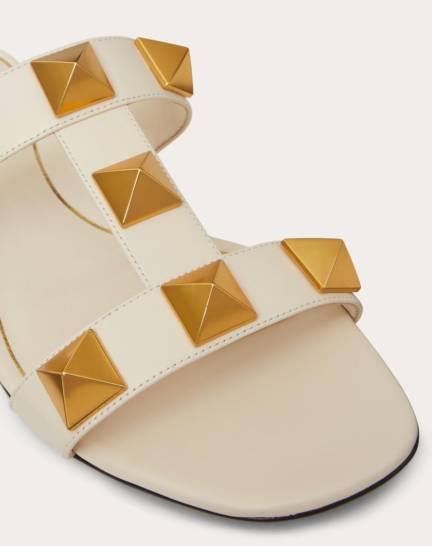 FLAT ROMAN STUD CALFSKIN SLIDE SANDAL