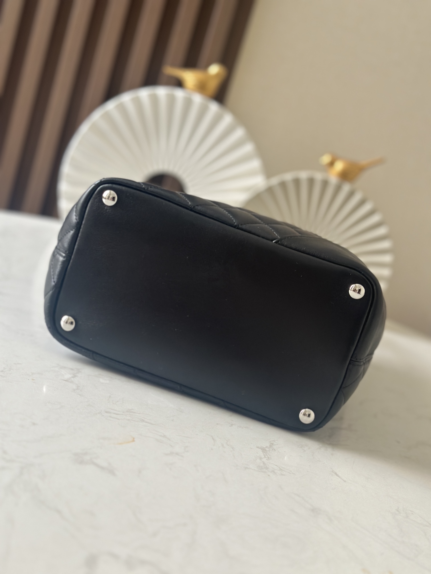 Black Quilted Cambon Small Tote Bag with Patent CC Logo - Mocuir