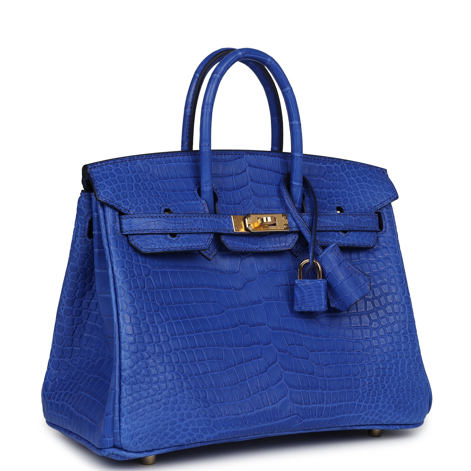 Birkin 25 Bleu Royal Matte Porosus Crocodile Gold Hardware