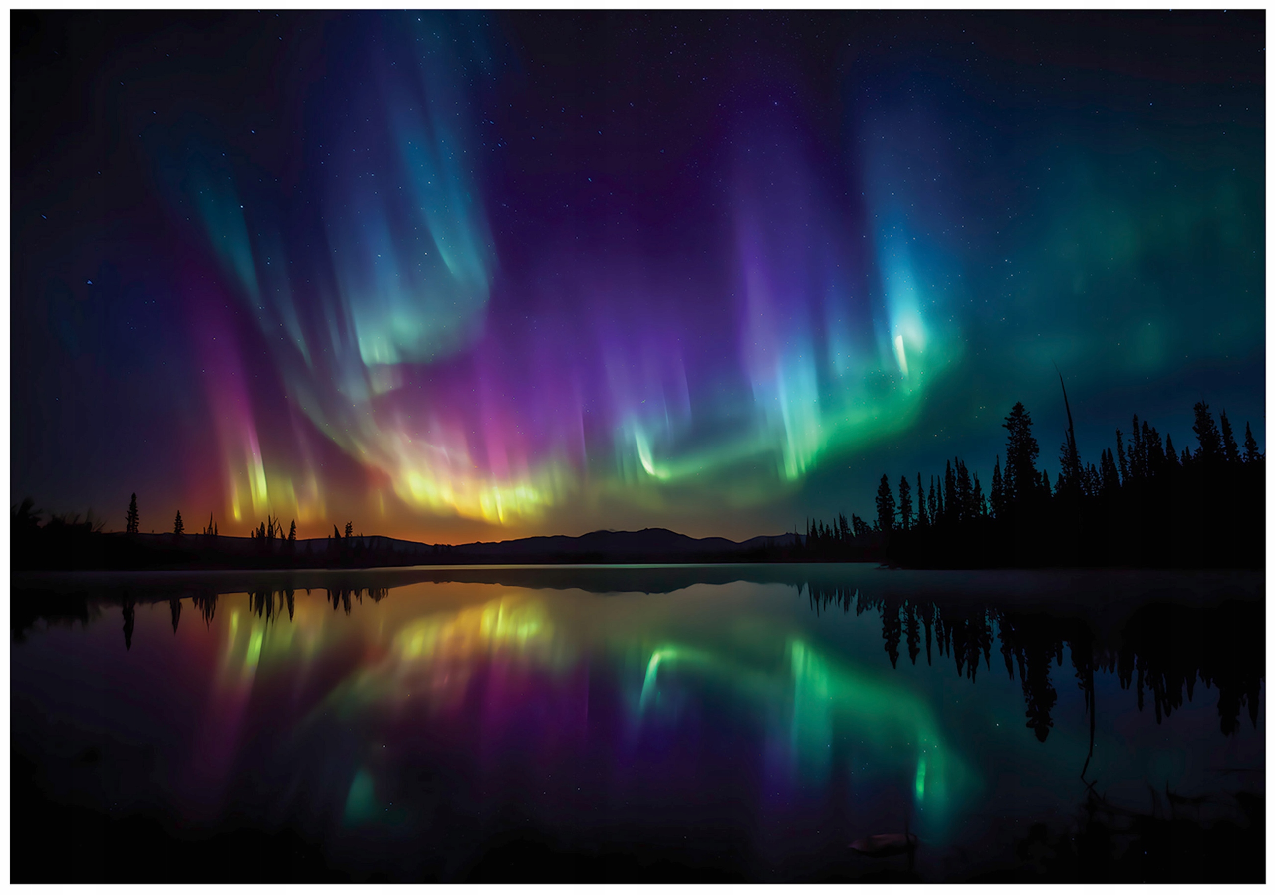 Photo wallpaper northern lights nature bedroom living room wallpaper non-woven
