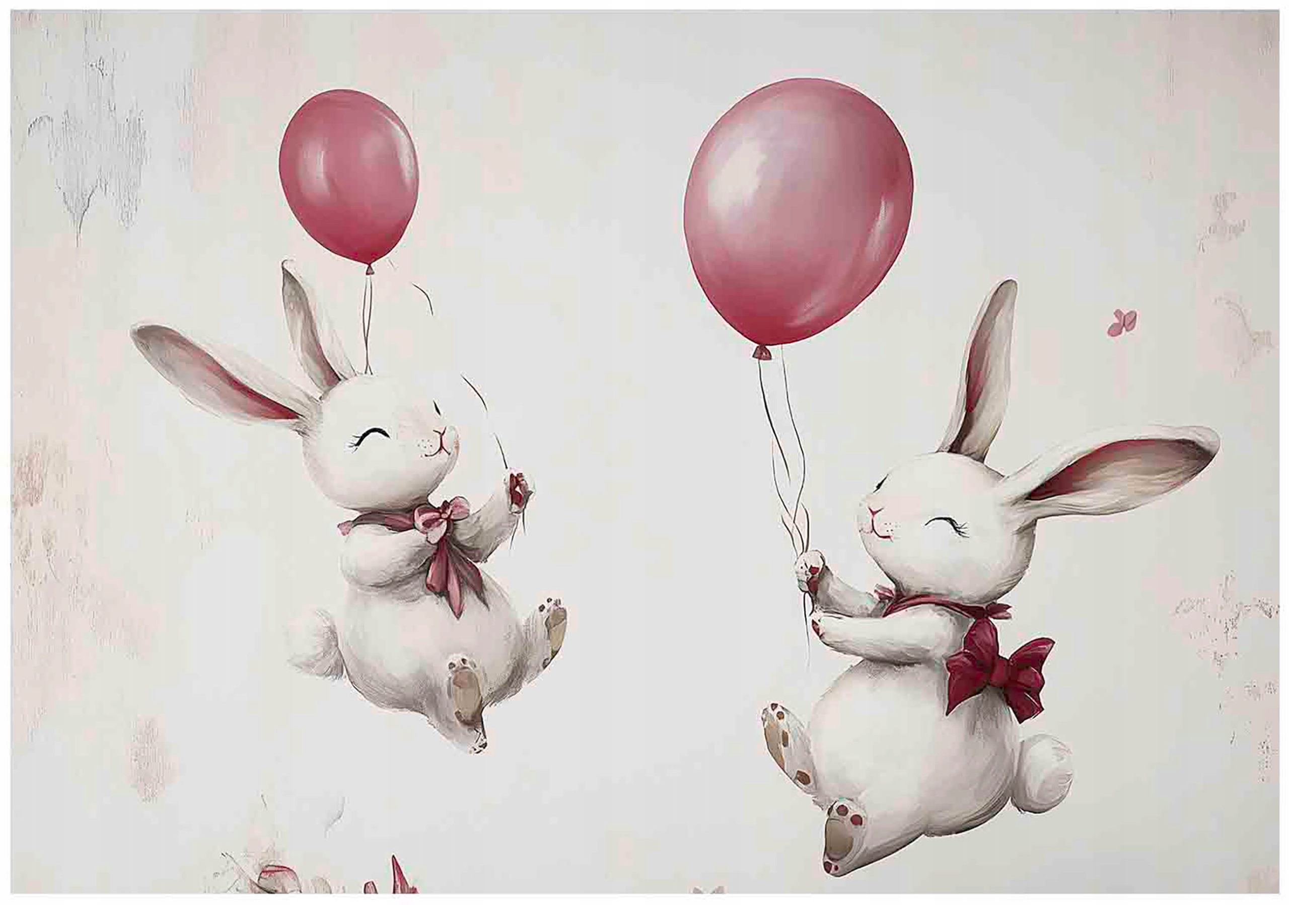 Children's wall mural with rabbits and balloons wallpaper for a child's room