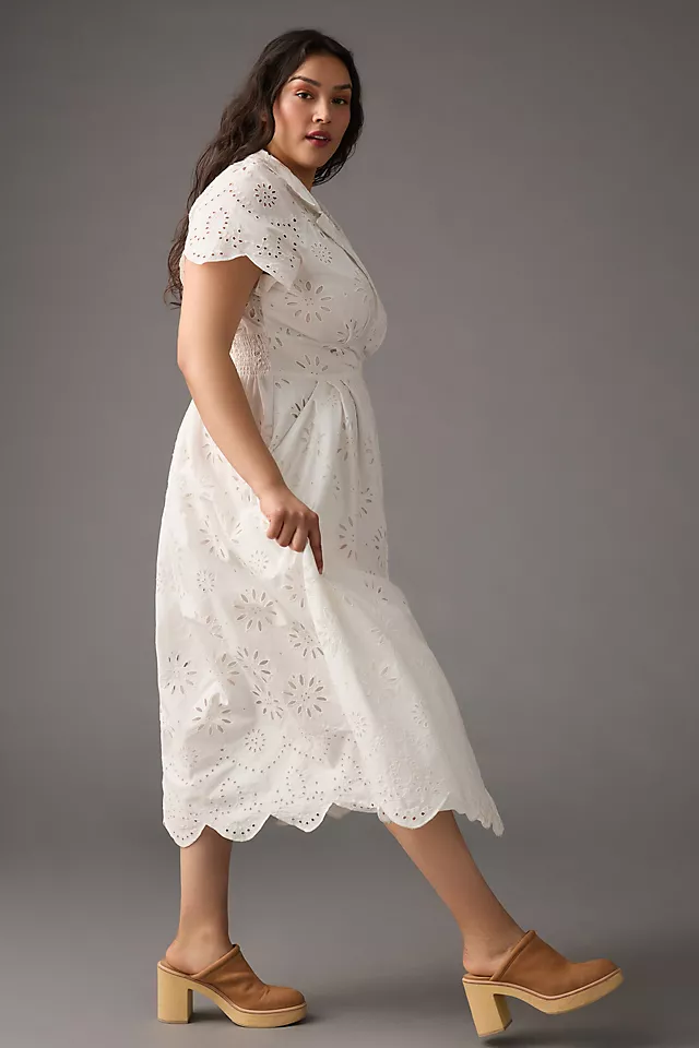 Eyelet Shirt Dress WHITE