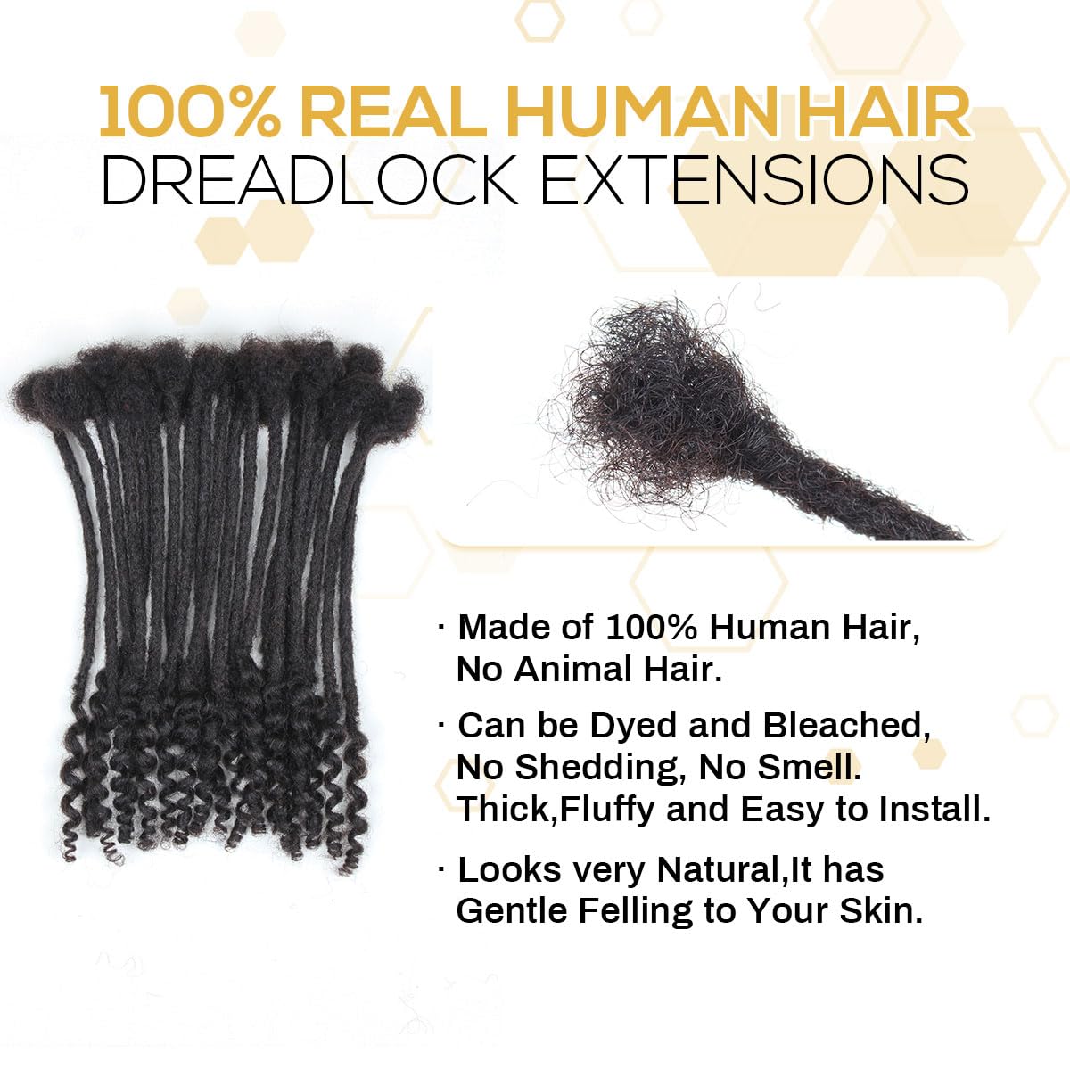 8 inch 30 Strands Loc Extensions Human Hair Curly Ends 0.4cm Width Dreadlock Extensions ，100% Permanent Human Hair Loc Extension with Curly Ends Natural Black Curly Locs