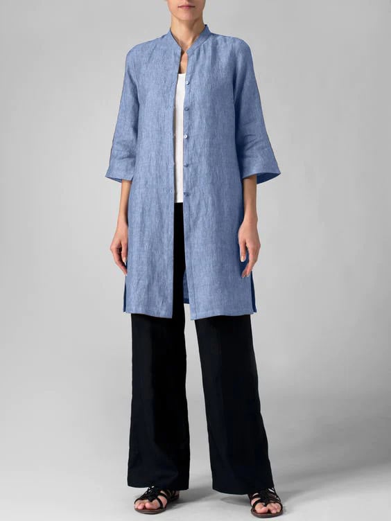 Cotton And Linen Irregular Shirt Cardigan