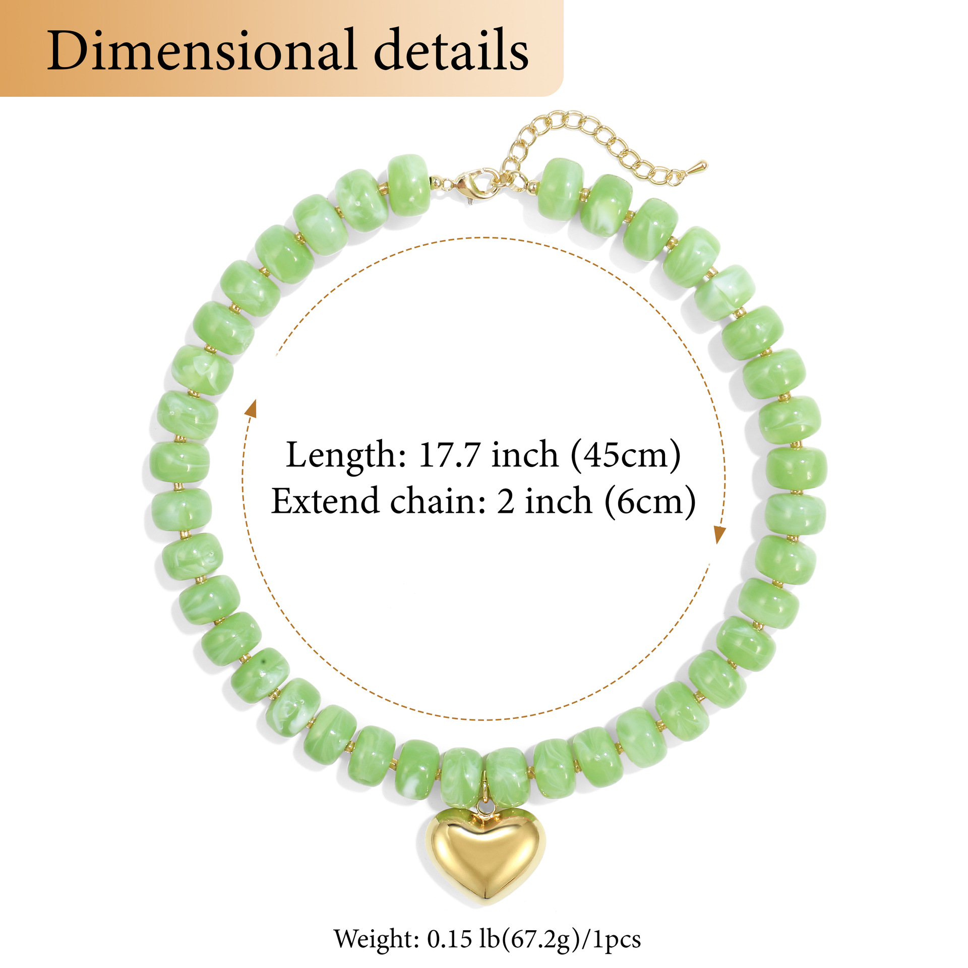 New colorful beaded love necklace fashion trend commuter everyday ladies Joker clavicle chain