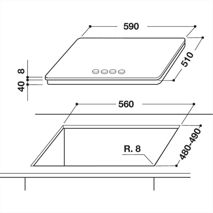 WHIRLPOOL - Piano cottura a gas ELEMENTS GOA 6423/WH 59cm-Bianco