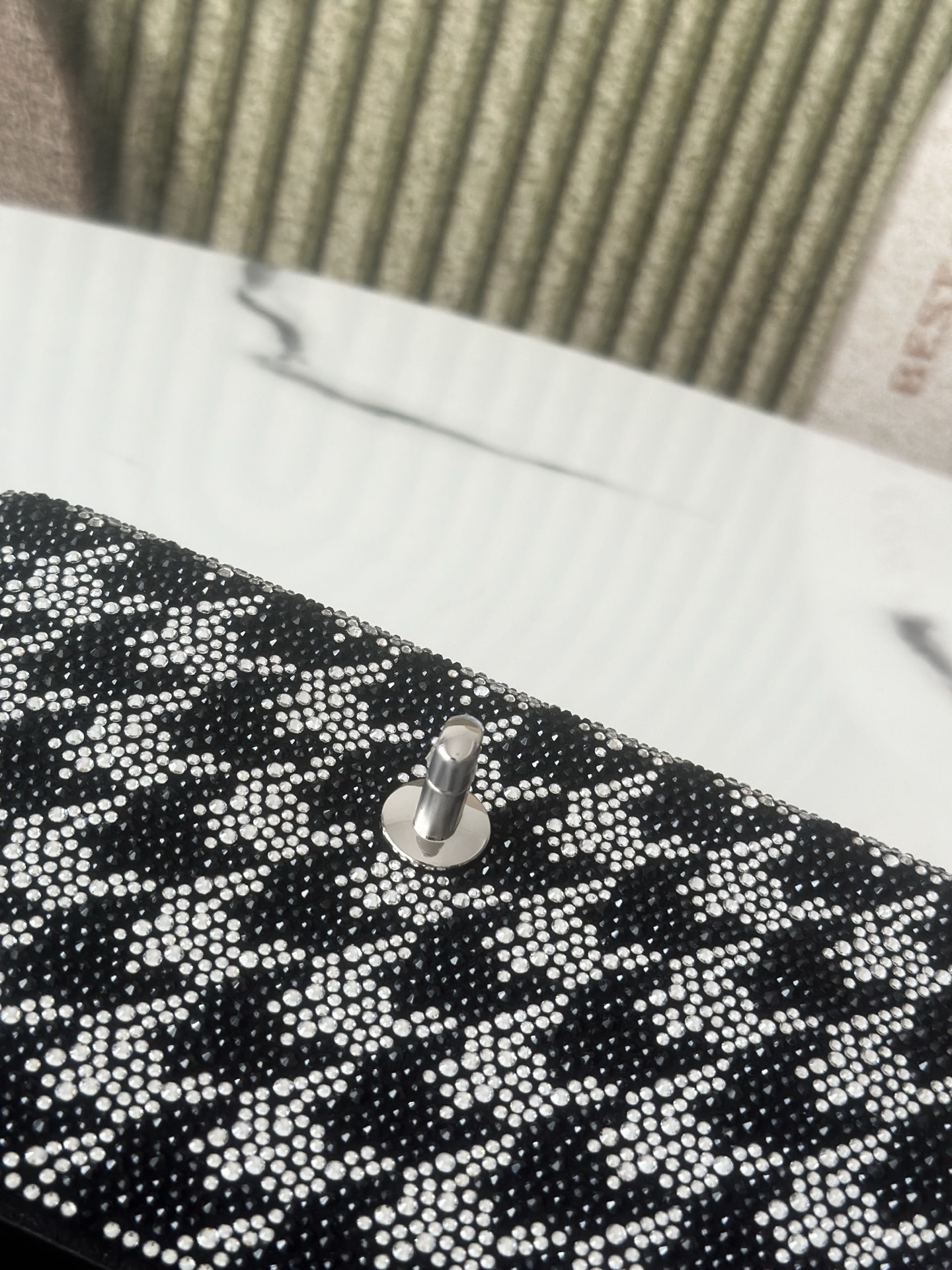 Limited Edition Black Strass Crystal Quilted Mini Classic Flap Bag with Silver-Tone Hardware - Mocuir