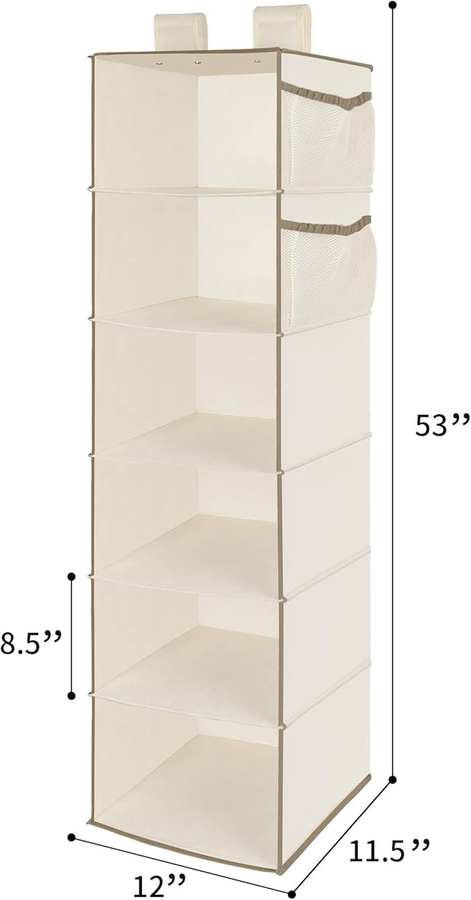 DIVIDERLY 6 Tier Shelf Hanging Closet Organizer