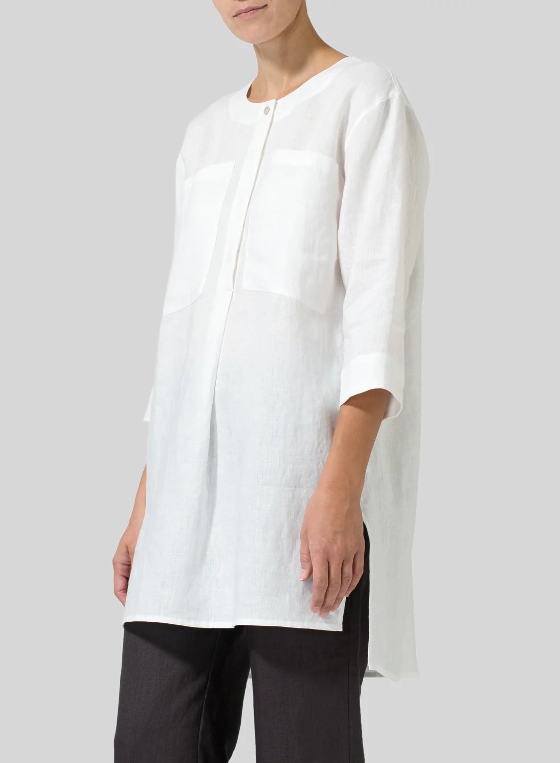 Womens Cotton Linen Pocket Fashion Shirt