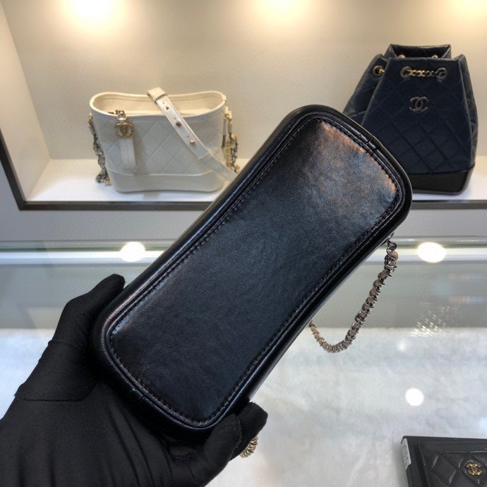 Gabrielle Small Quilted Aged Calfskin Backpack in Beige & Black - Mocuir