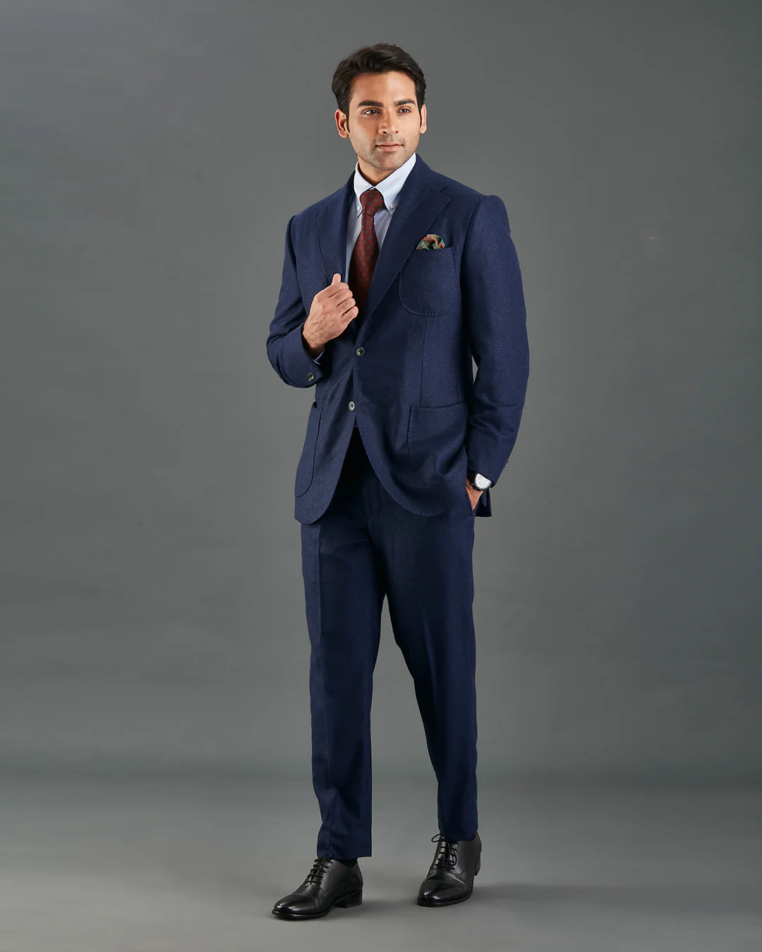 Dark Navy Woollen Flannel Suit
