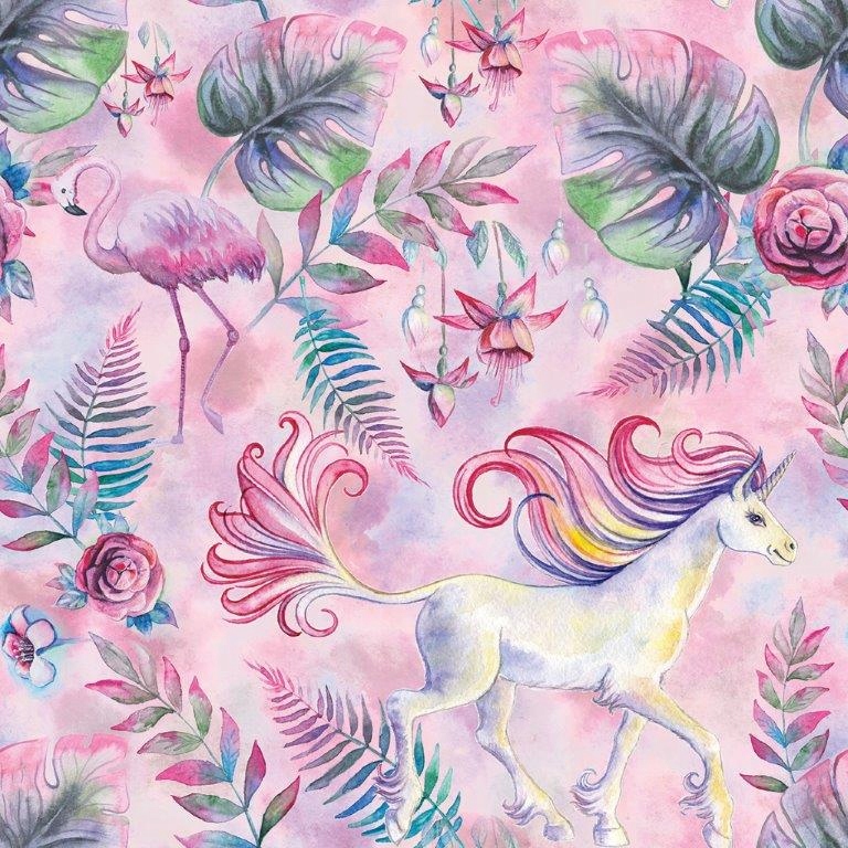 Wallpaper for girls, unicorns, flowers