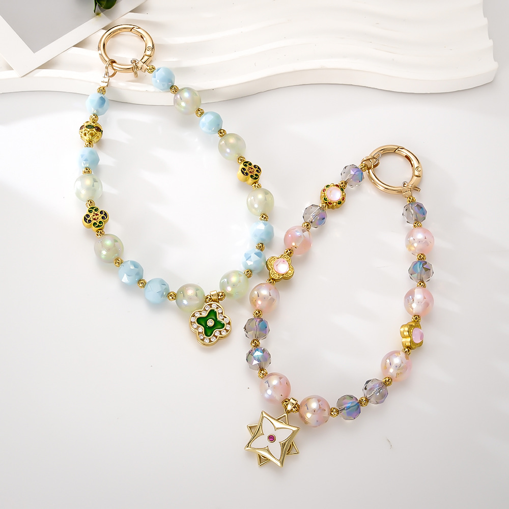 New national style luxury color beaded wrist mobile phone pendant