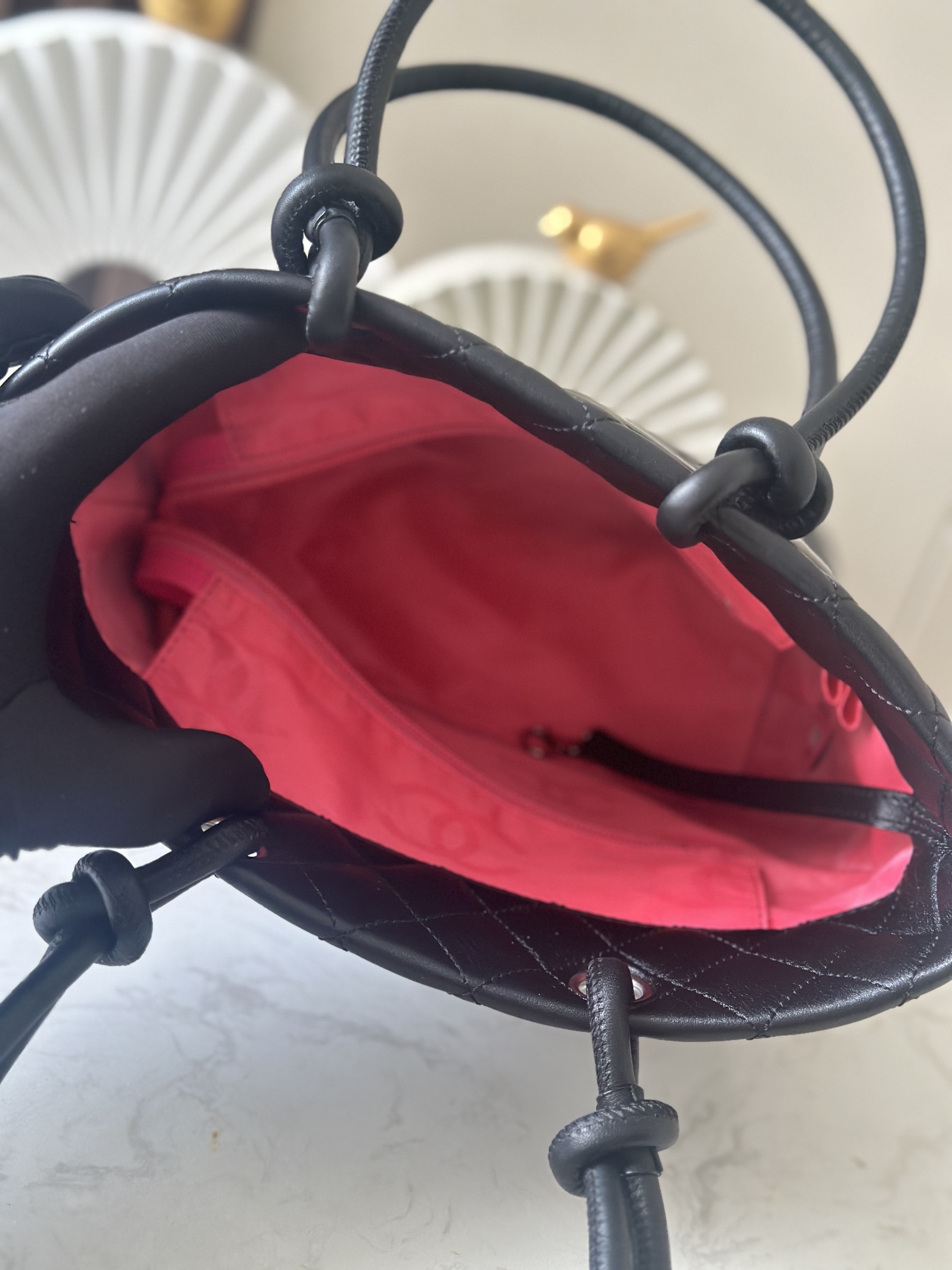 Black Quilted Cambon Small Tote Bag with Patent CC Logo - Mocuir