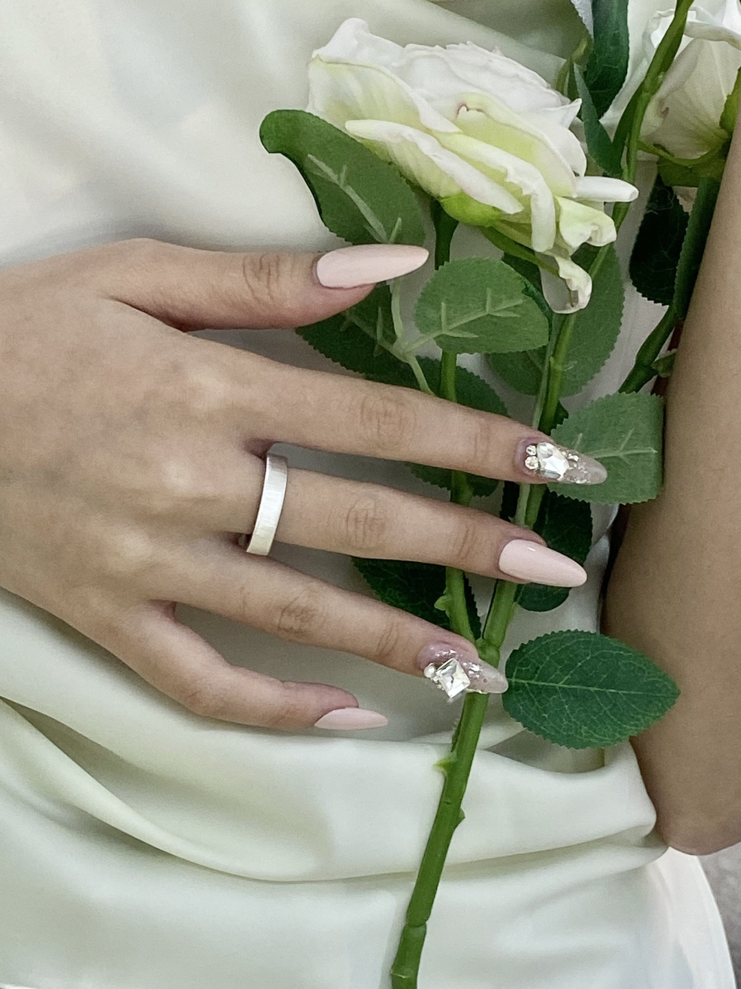 Matte silk wide plain ring