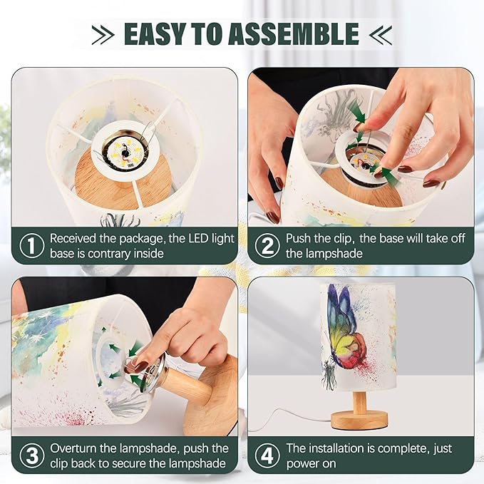 TWINKLETALE Table Lamp Paint Butterfly Dandelion Nightstand Lamp