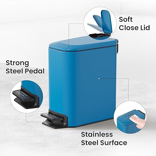 SMARTTOSS Small Bathroom Trash Can with Lid Soft Close