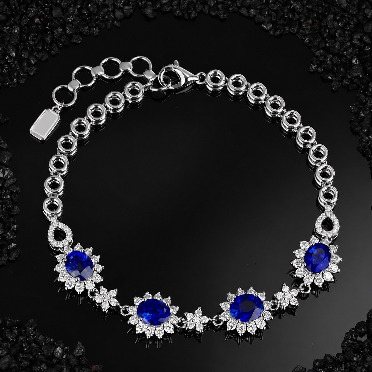 Sunflower Royal Blue Sapphire and Diamond Bracelet