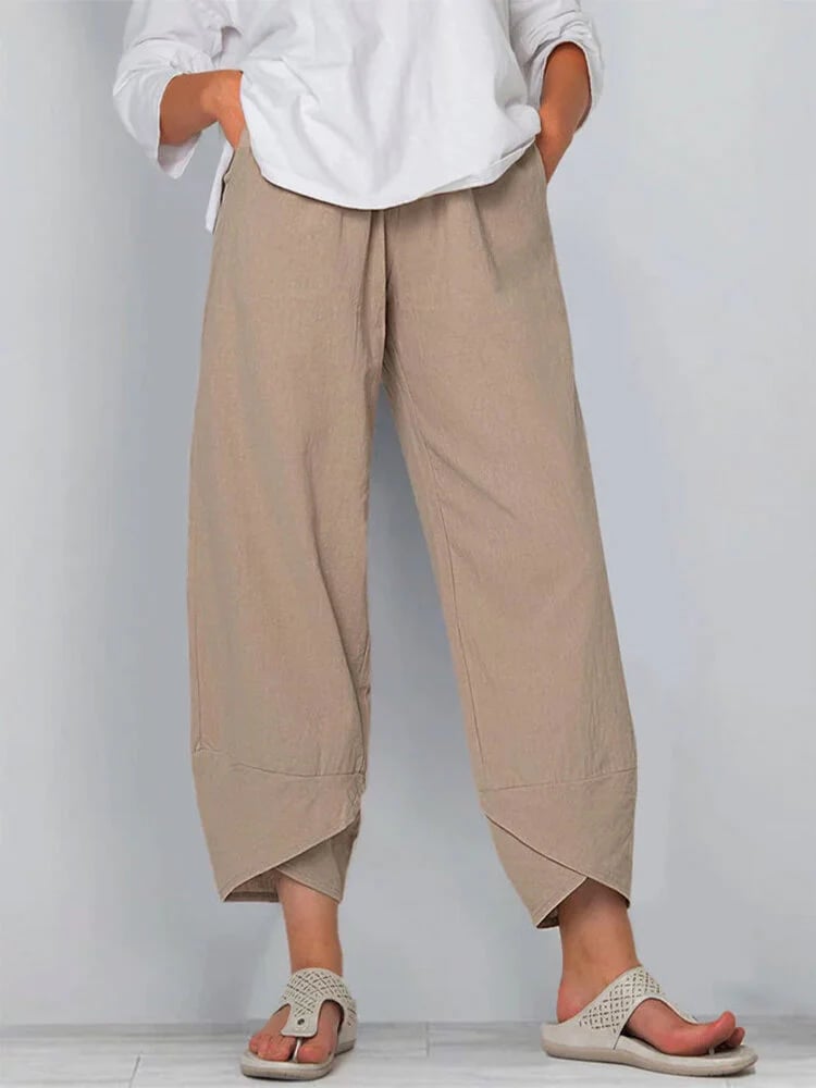 Womens Solid Color Simple Loose Casual Ankle pants