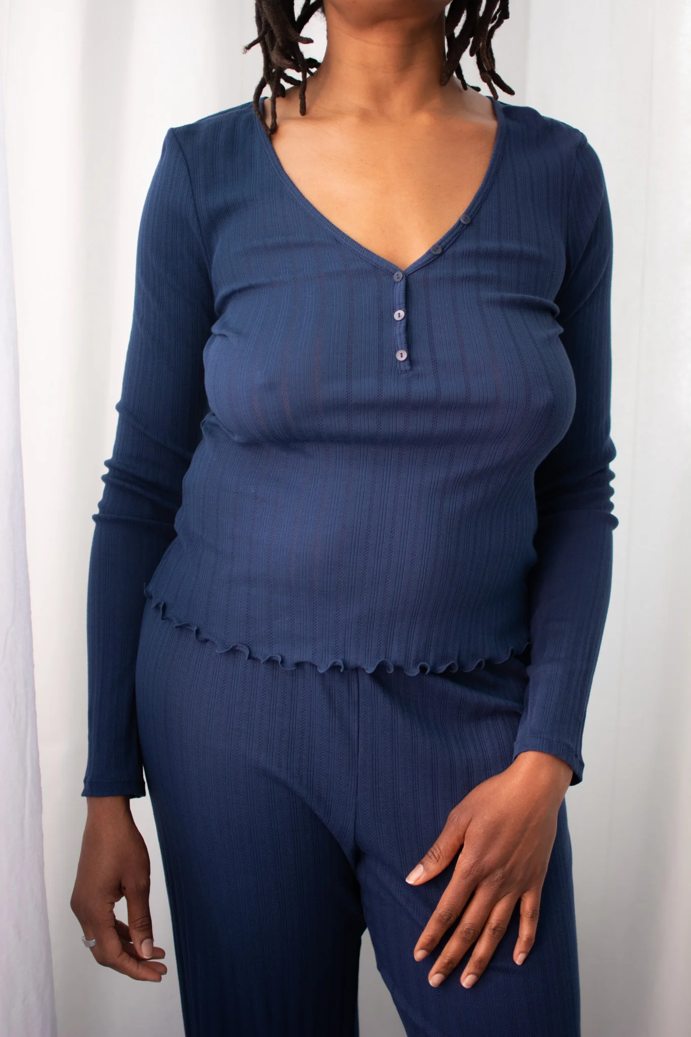 Eberjey Pointelle V-Neck Henley
