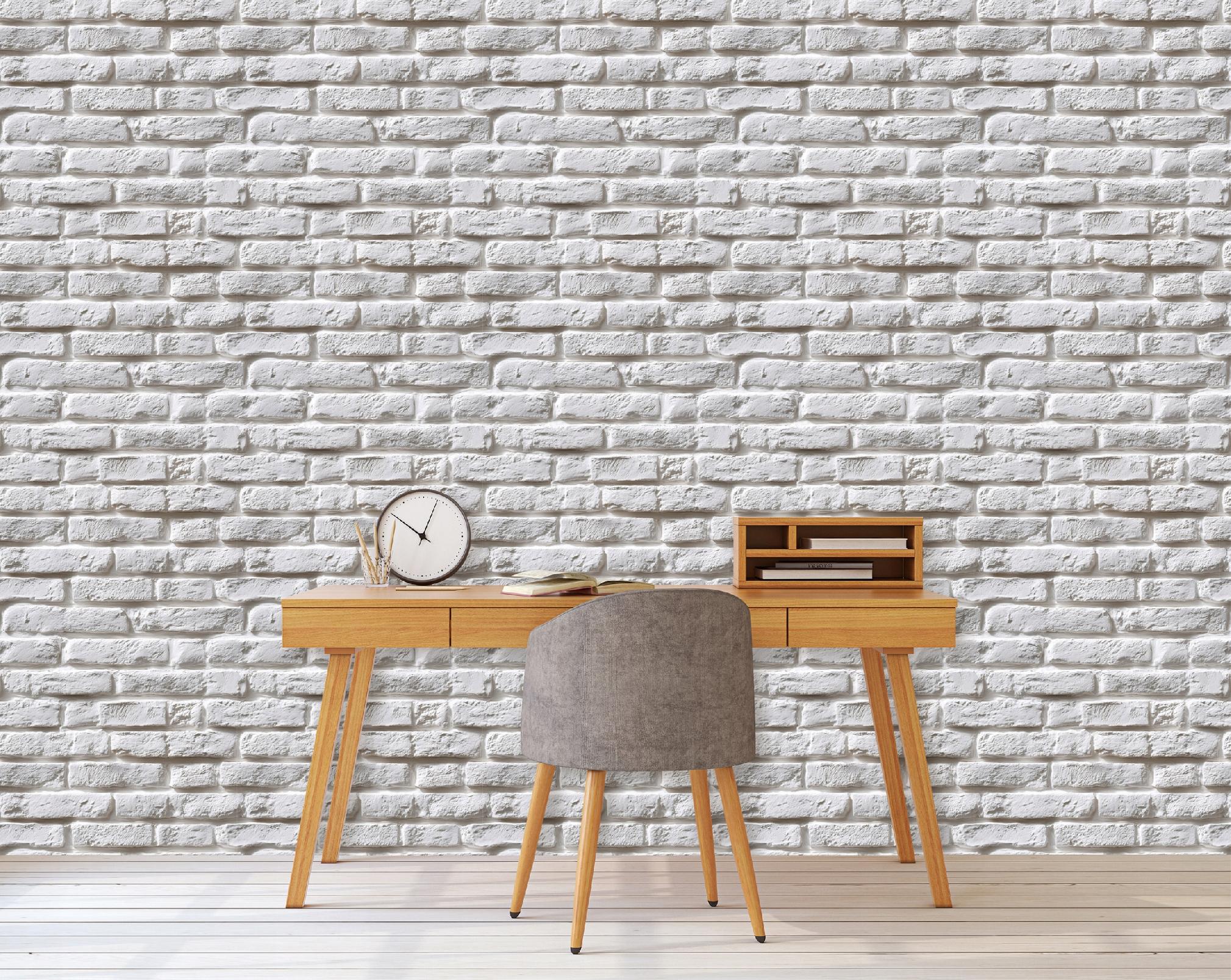 White brick wallpaper on non-woven fabric for living room and bedroom walls