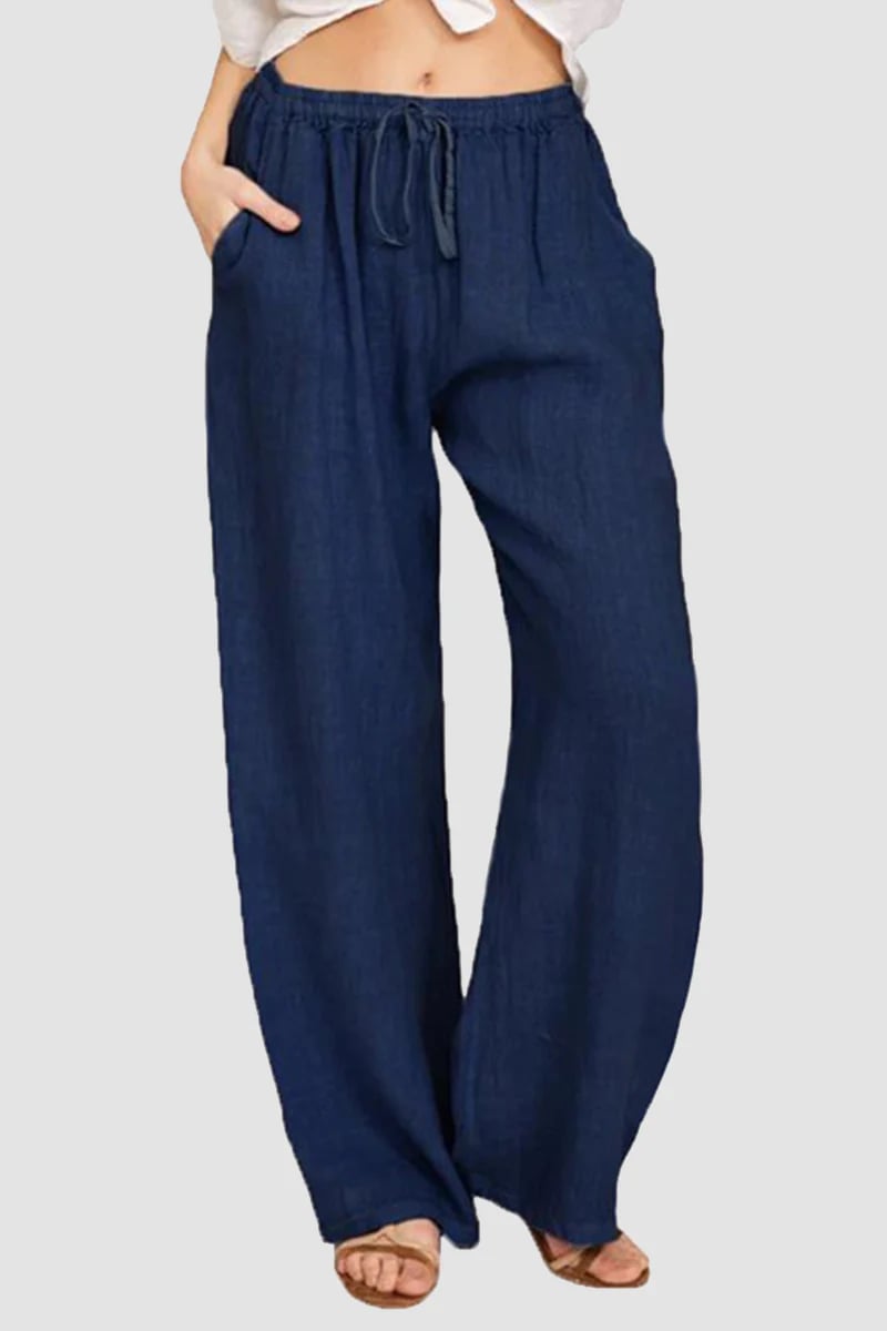 Womens Classic Loose Cotton Linen Casual Trousers