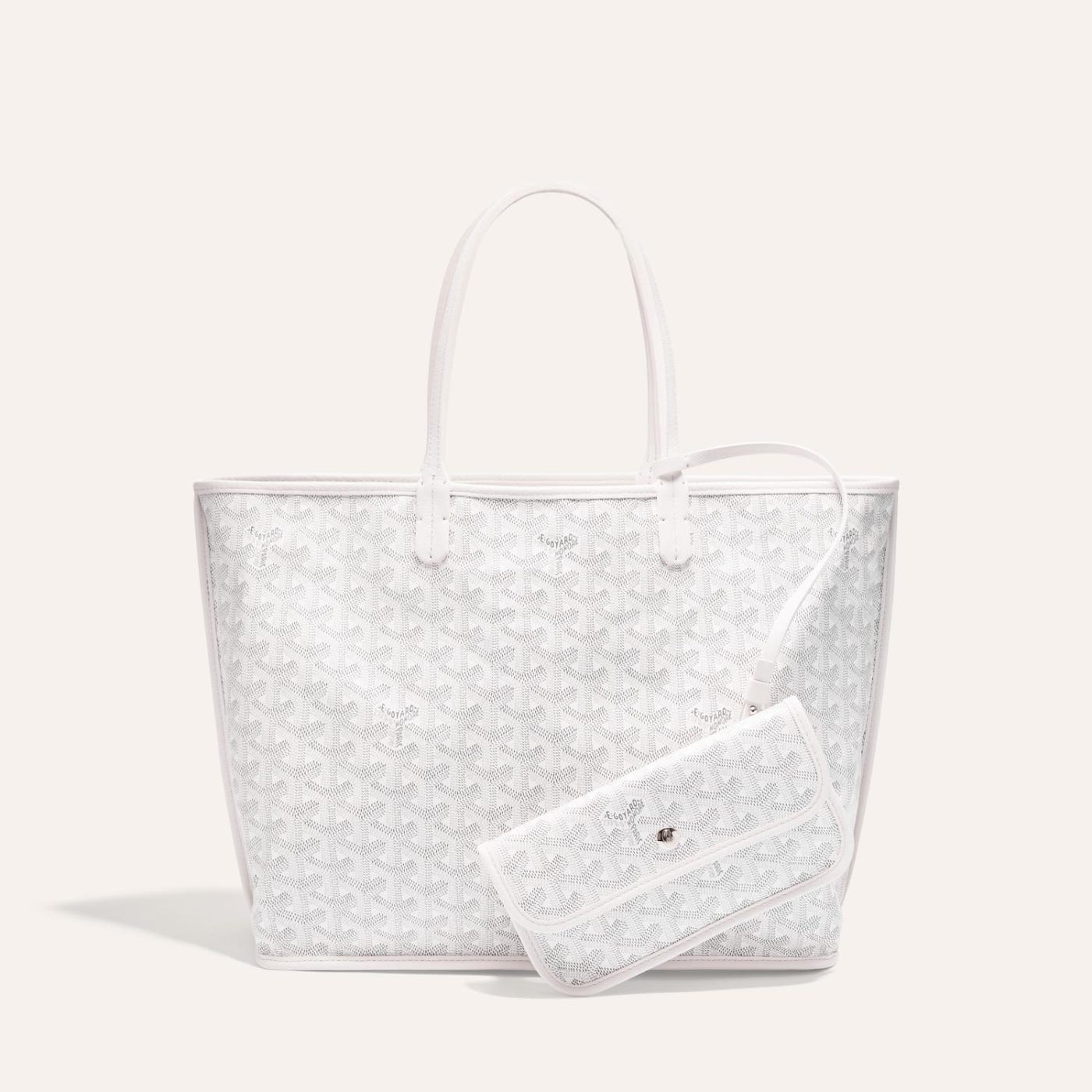 Goyardine White Anjou PM Reversible Tote Bag Palladium Hardware