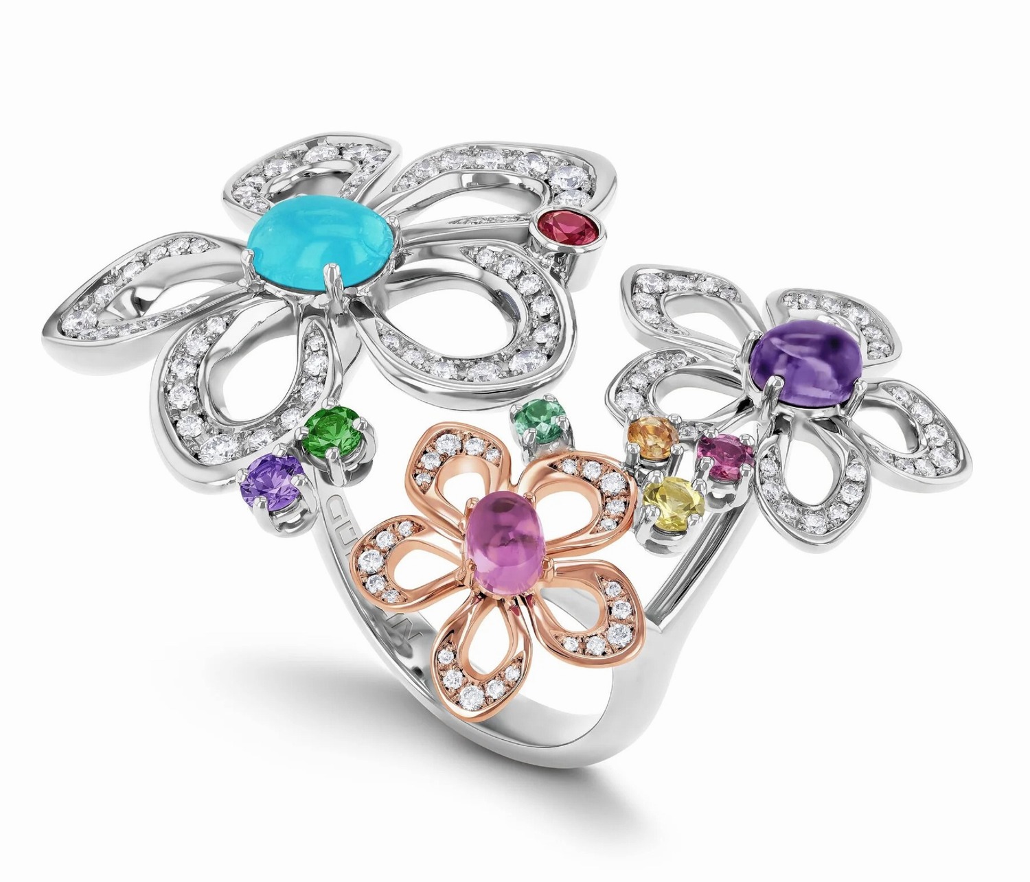Lily and Morning Dew Bouquet Ring