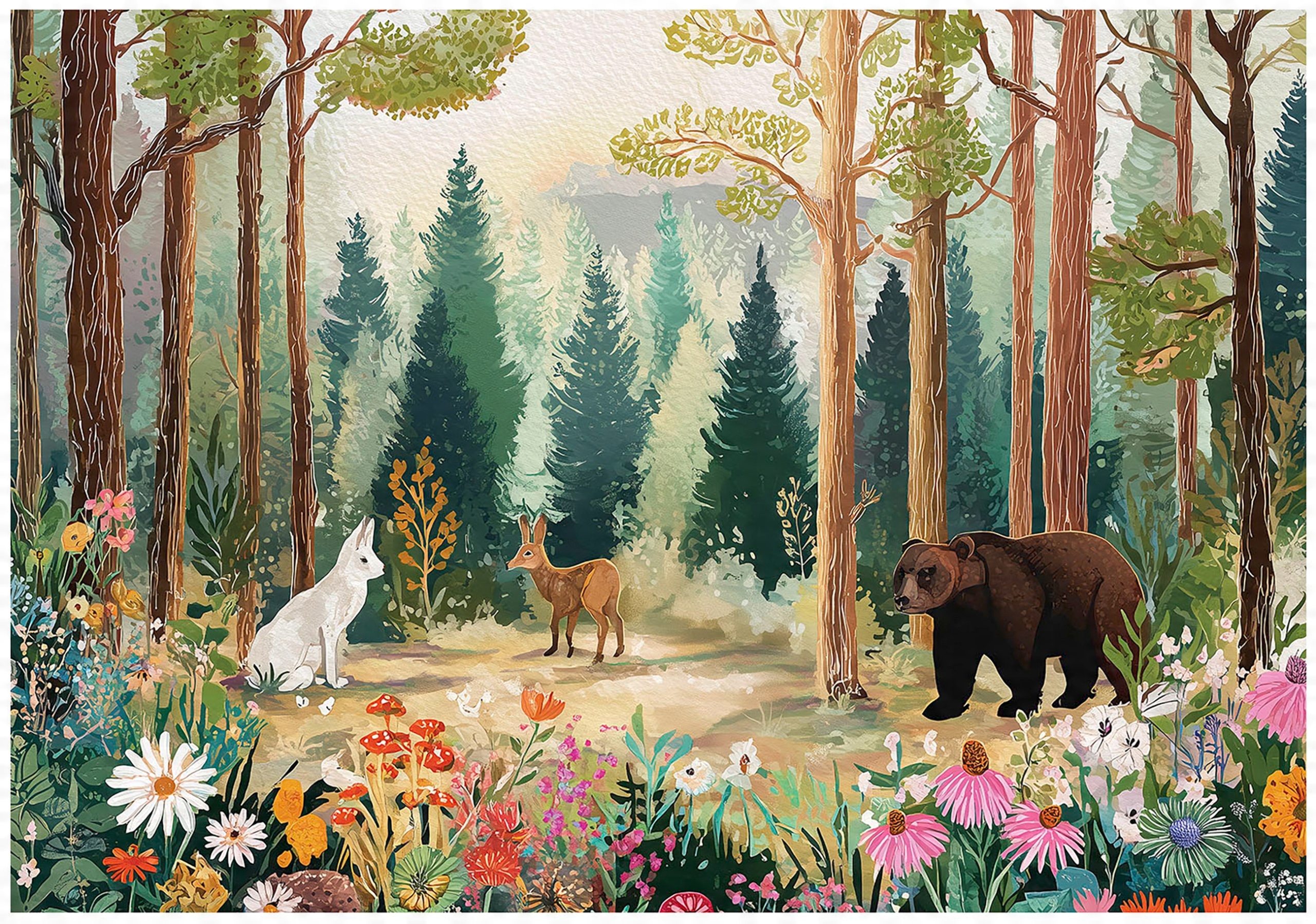 Wall mural for children forest trees wallpaper for children's room