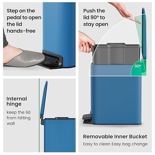 SMARTTOSS Small Bathroom Trash Can with Lid Soft Close