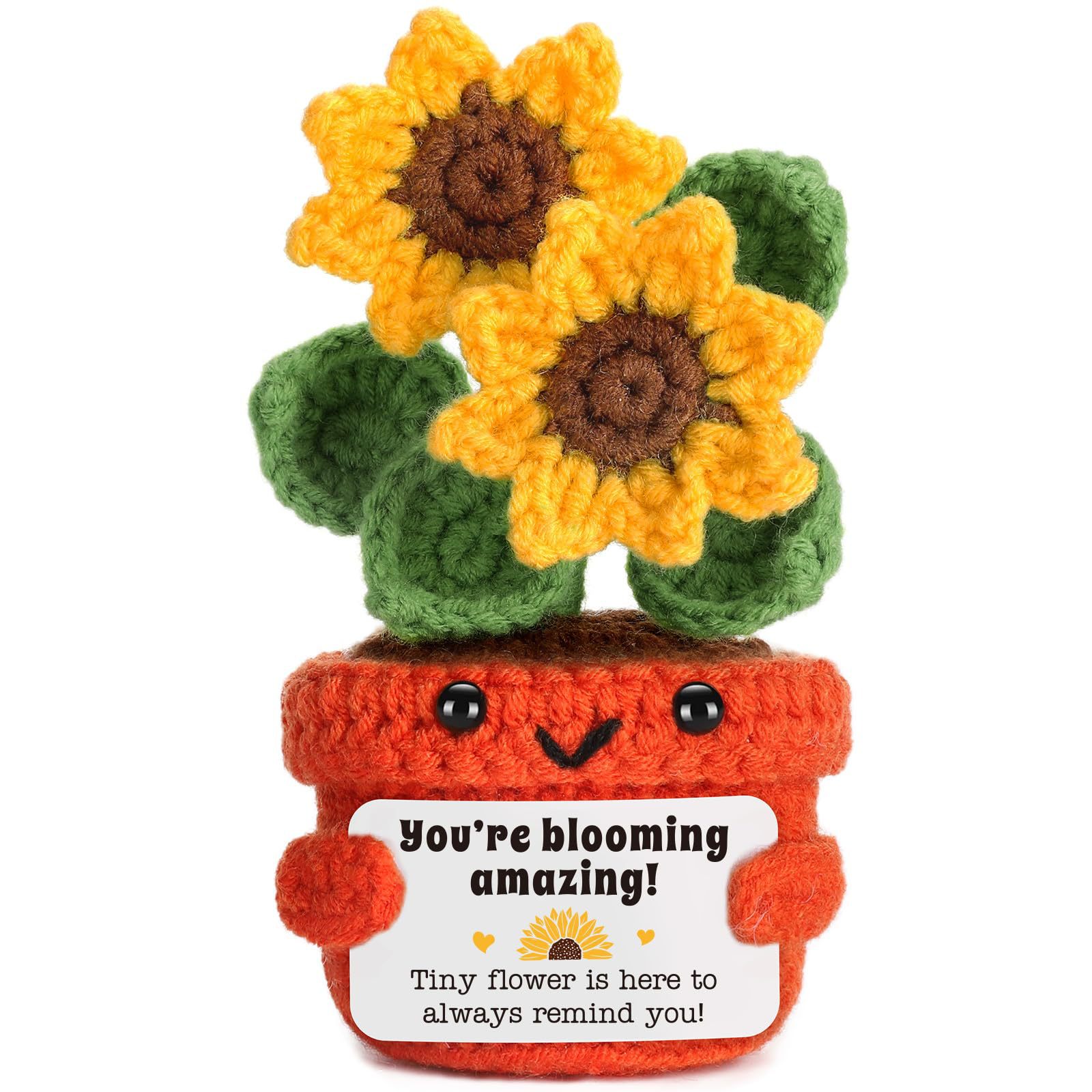Wool knitted sunflower doll gift