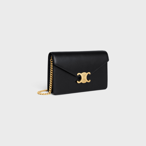 WALLET ON CHAIN MARGO IN SHINY CALFSKIN BLACK
