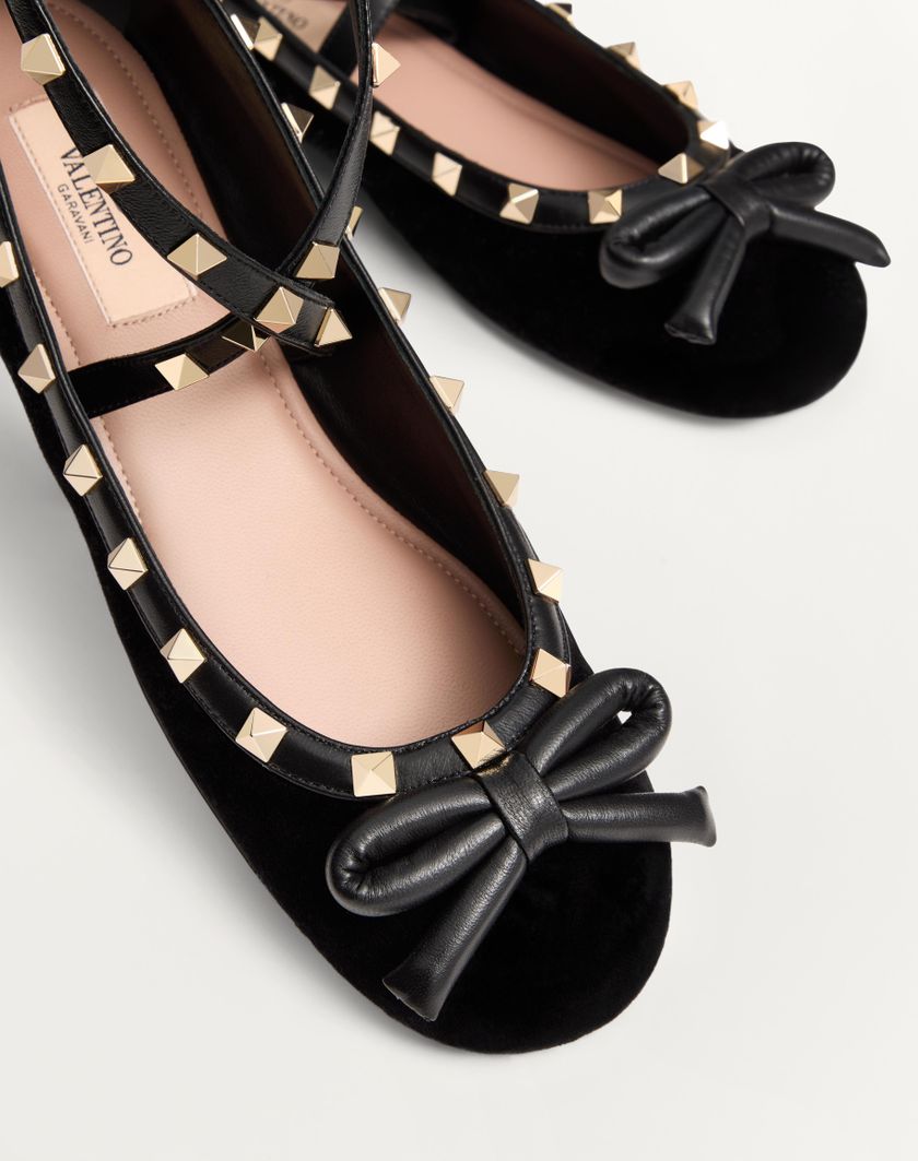 ROCKSTUD VELVET BALLERINA